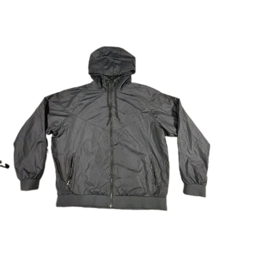 Nike Windrunner Jacket Mens Sz 2XL Black Full Zip Hooded Windbreaker 544119-010